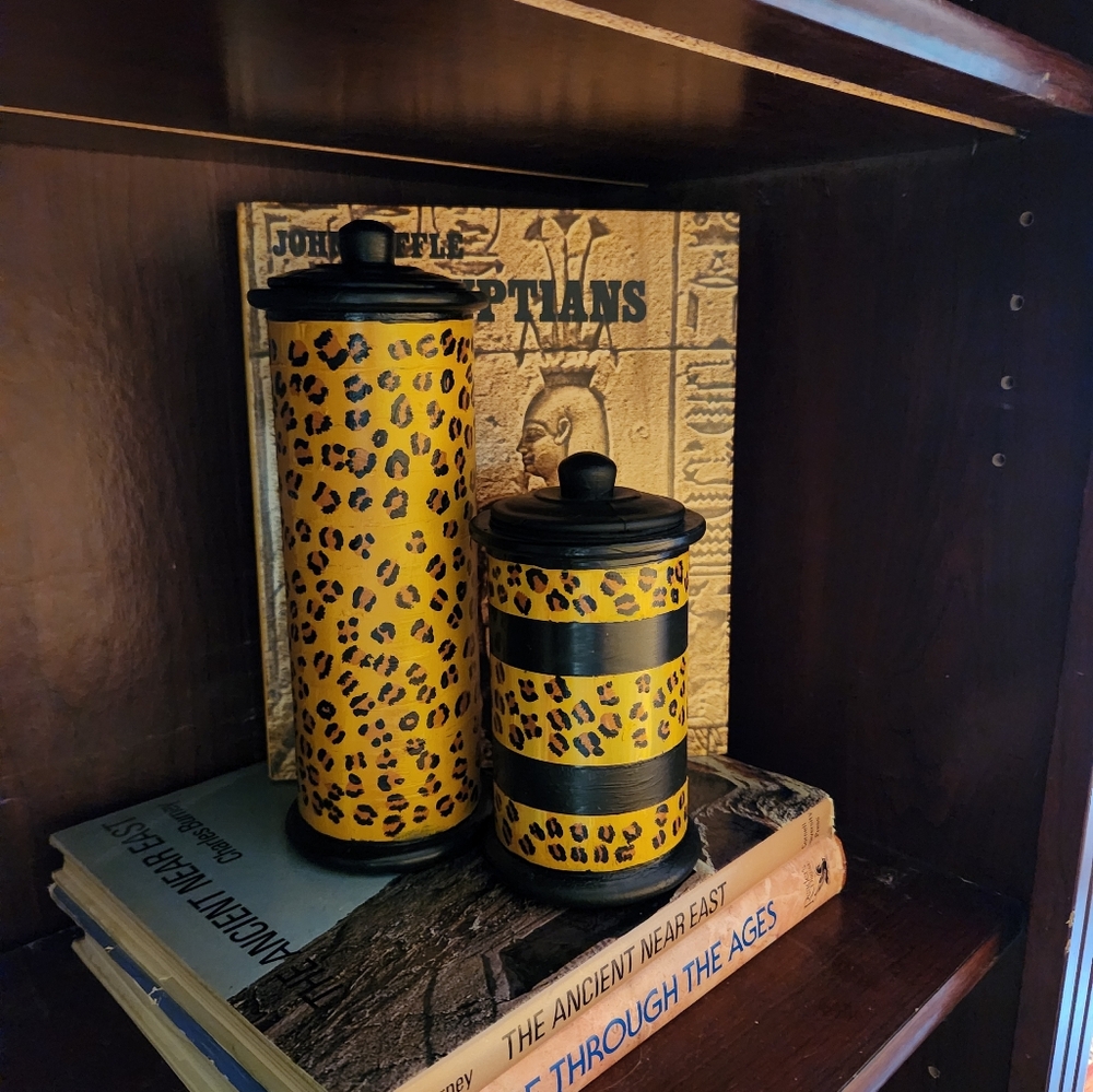 Decorative painted glass canisters
